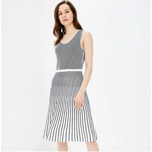 Banana Republic Stripe-Knit Fit-and-Flare Dress, Size XXS White/Blue 2701